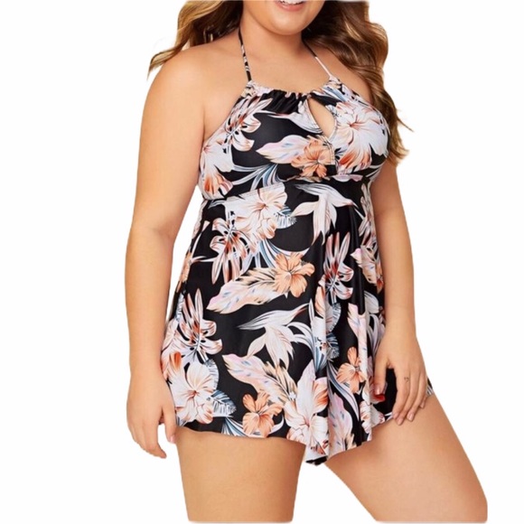 PLUS floral halter top tankini bathing suit - Picture 4 of 4
